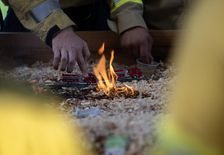 a miniature fire exercise demonstration