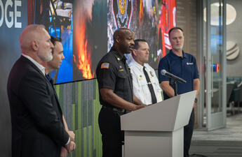 SDFR Fire Chief Robert Logan provides remarks during a press conference