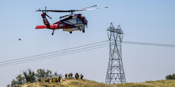 helicopter flight over electrical infrastructure 