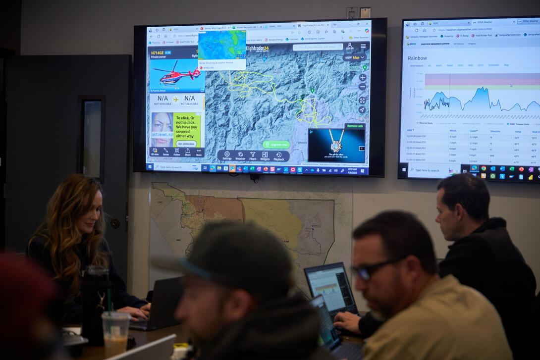 SDG&E crew members respond during a PSPS